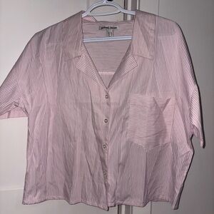 Pink Striped Button-Up Shirt and short kit